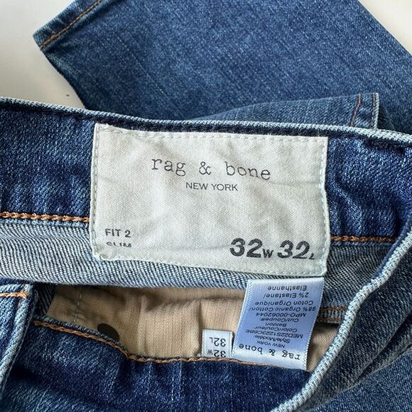 Rag & Bone Jeans Mens Size 32 x 32 Slim Fit 2 Beldon Japanese Button Fly Stretch - Picture 11 of 13